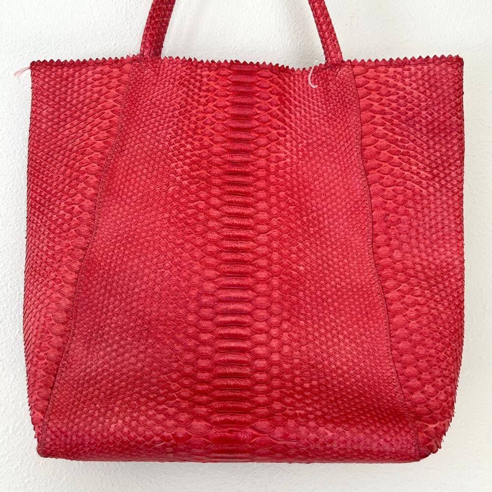 Carlos Falchi Python Leather Tote Bag Exotic Embo… - image 4